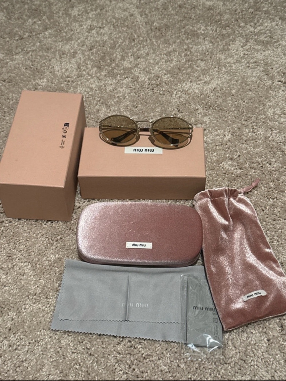 Miu Miu Pink Sunglasses with Brown Lenses and Velvet Pouch